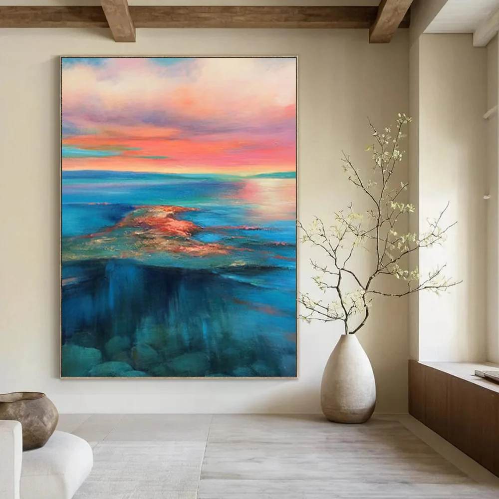 Evening Original Sellers Lagoon Seaside Abstract Artwork D51CI
